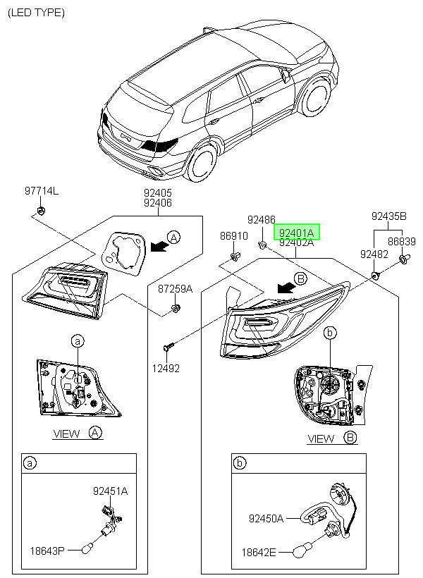 Foco Original Para Hyundai Santa Fe 2016-2019
