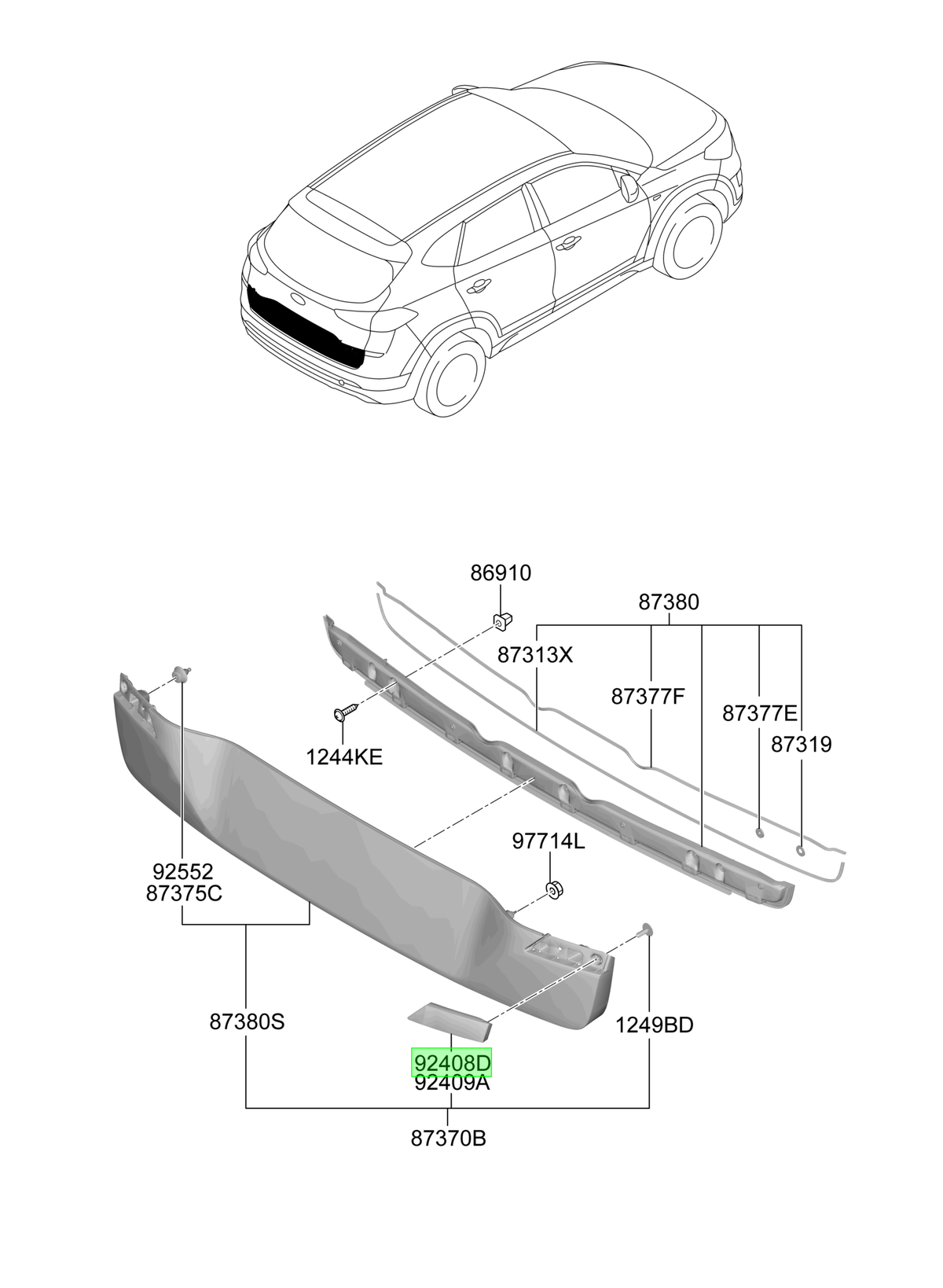 Reflector Parachoque Lh Orig. Para Hyundai Tucson Desde 2015