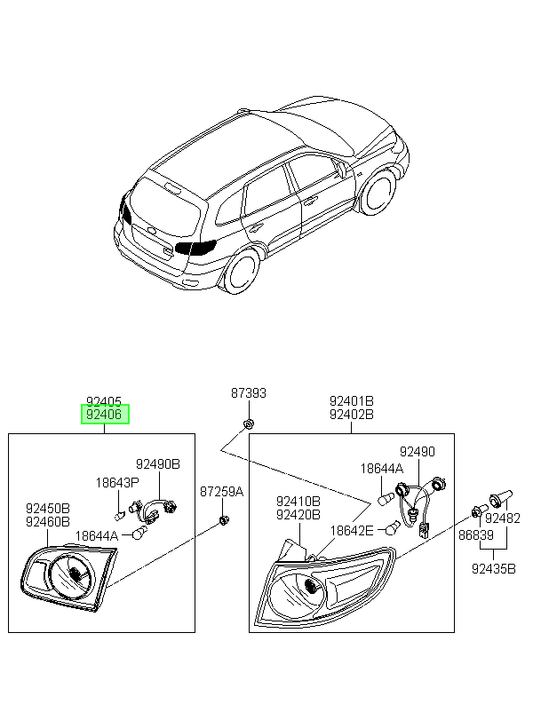 Foco Rh Original Para Hyundai Santa Fe 2006-2010