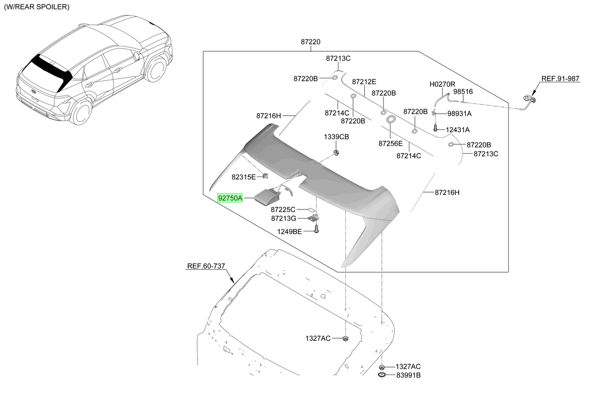 Tercera Luz Freno Original Para Hyundai Kona 2023-2025