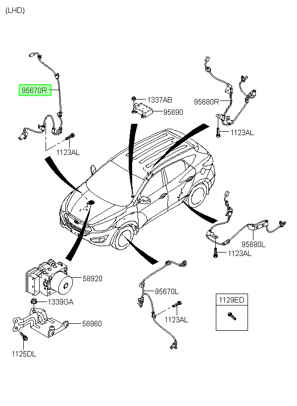 Sensor Abs Del Del. Rh Orig. Para Hyundai Tucson 2011-2014