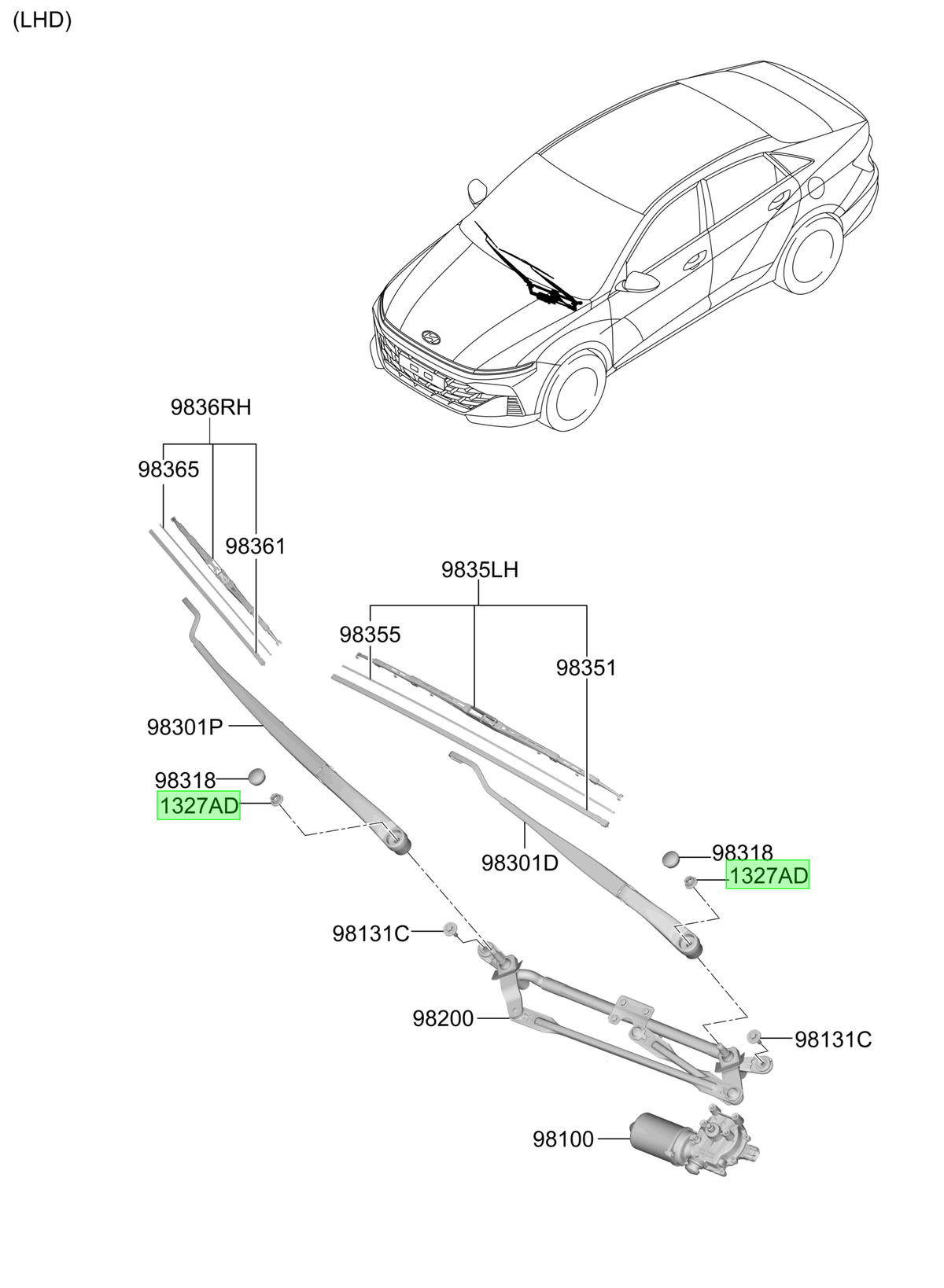 Tuerca Brazo Plumilla Orig. Para Hyundai Veloster 2011-2022