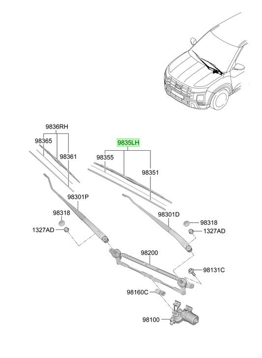 Plumilla Del. Izq. Original Para Hyundai Creta 2020-2025