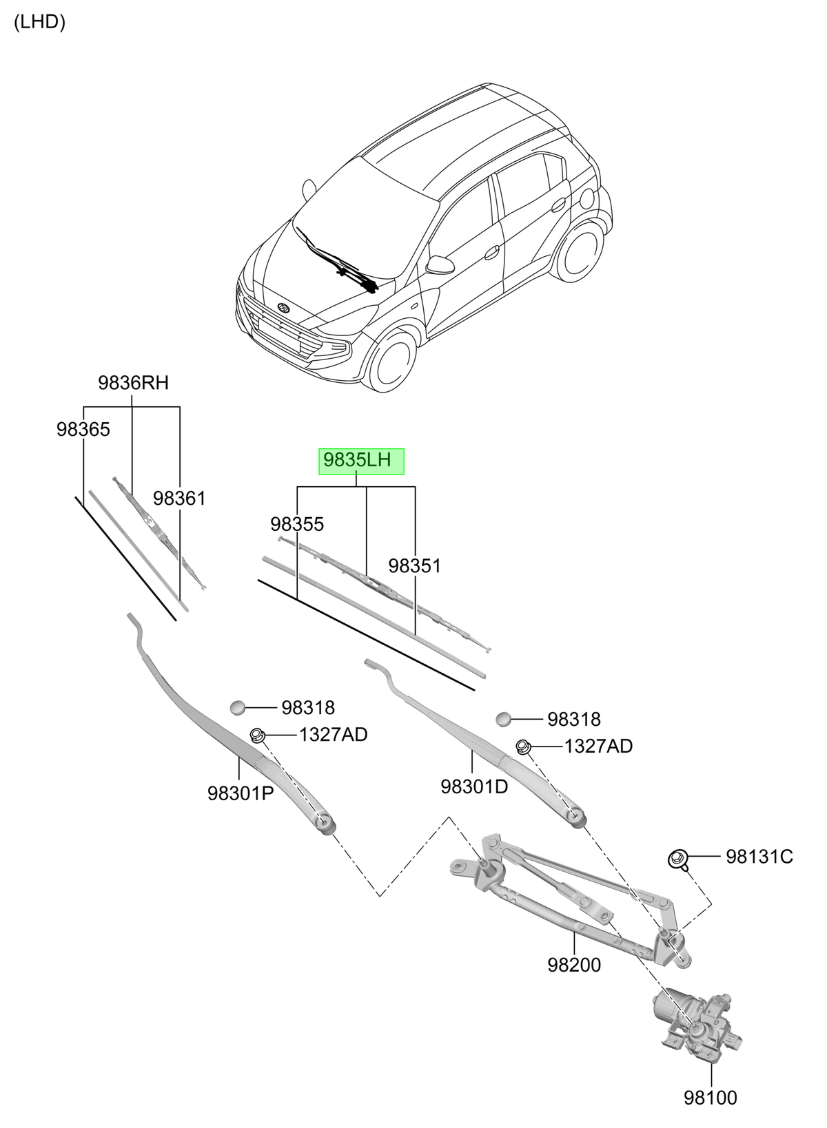 Plumilla Del. Izq. Original Para Hyundai Atos 2019-2023