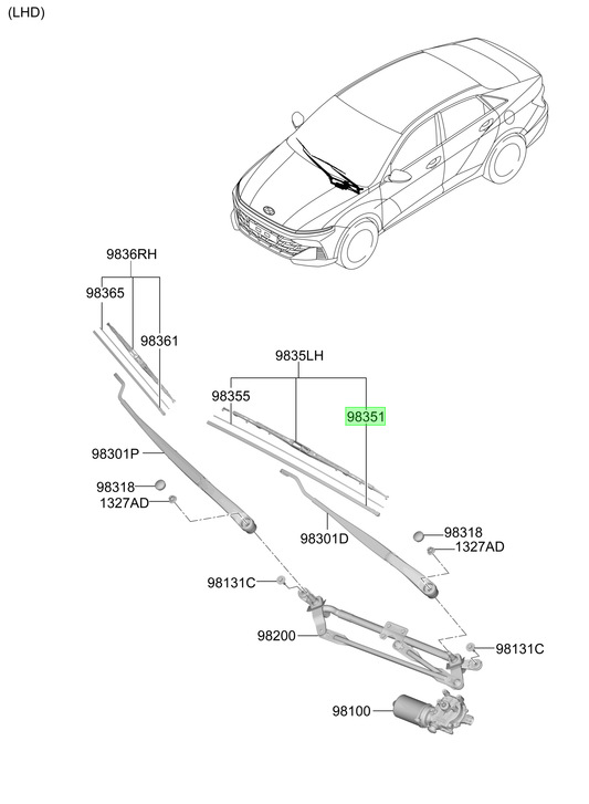 Plumilla Izq. Lh Original Para Hyundai Accent 2023-2025