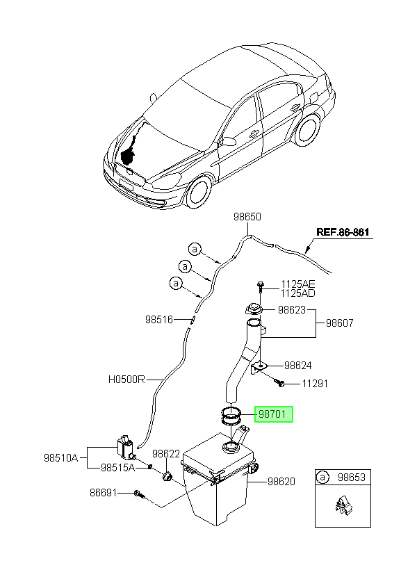 Sello Deposito Agua Accent 200 Orig. Para Hyundai 2007-2010