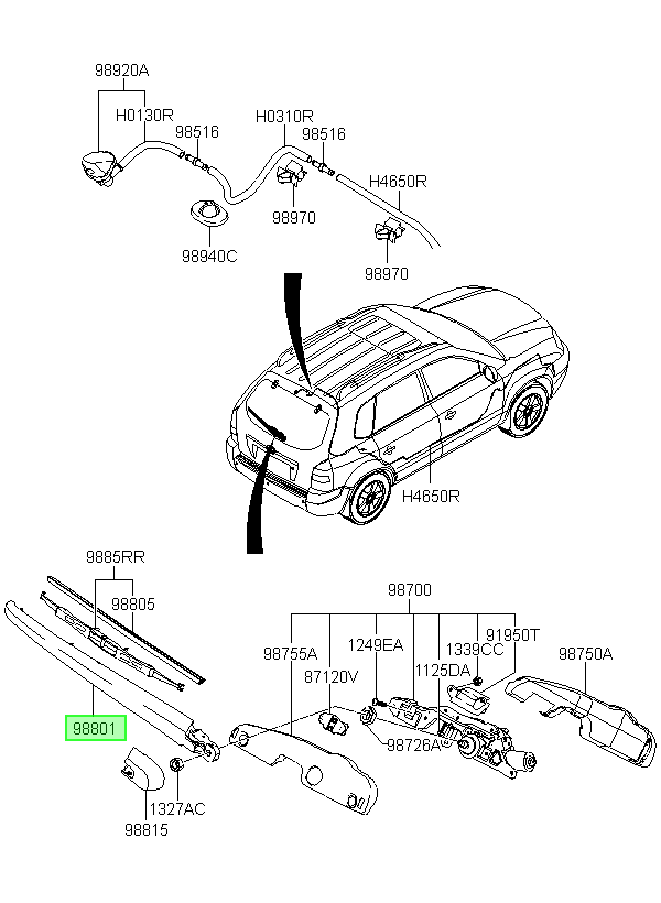 Brazo Plumilla Tras. Original Para Hyundai Tucson 2003-2015