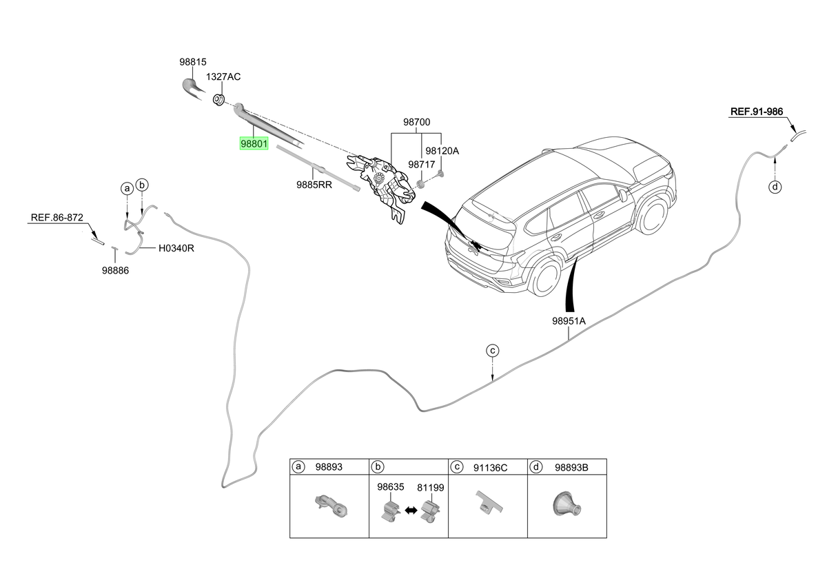 Arm Assy-rr Wiper Orig. Para Hyundai Santa Fe Desde 2018